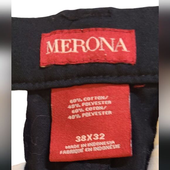 Merona Slacks Men's Black Pleated Tailored Classic sz 38/32 - Picture 8 of 13